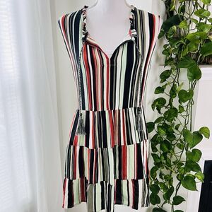 Ruby Rd. Striped Midi Dress - Green, Black, Red, White. Size XL. EUC.